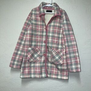 Girls Nicole Miller Pink Plaid Fleece Jacket Size Large (10-12)